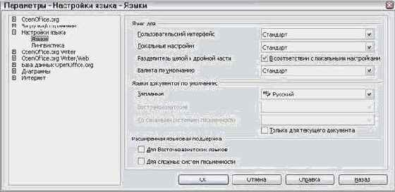 Изменение локальных и языковых настроек