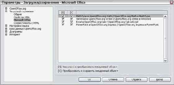 Параметры Загрузка/Сохранение – Microsoft Office