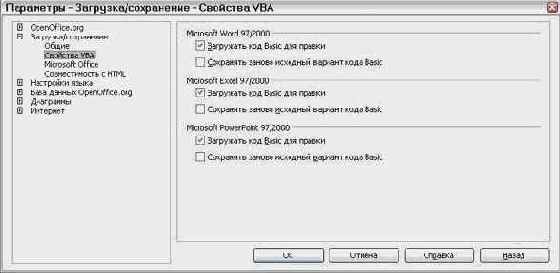 Параметры Загрузка/Сохранение – Свойства VBA